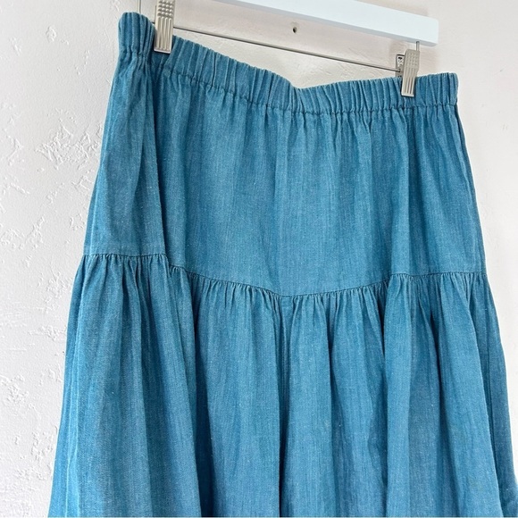 SPENCER CREATION Denim Studded Western Tiered Full Maxi Skirt Womens Size M/L - Picture 4 of 9